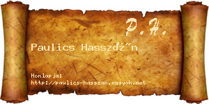 Paulics Hasszán névjegykártya